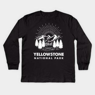 Yellowstone National Park Retro Kids Long Sleeve T-Shirt